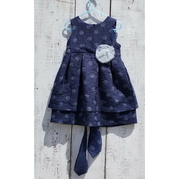 Pippa & Julie Blue Polka Dot Sleeveless Dress Size 5 - Picture 2 of 3